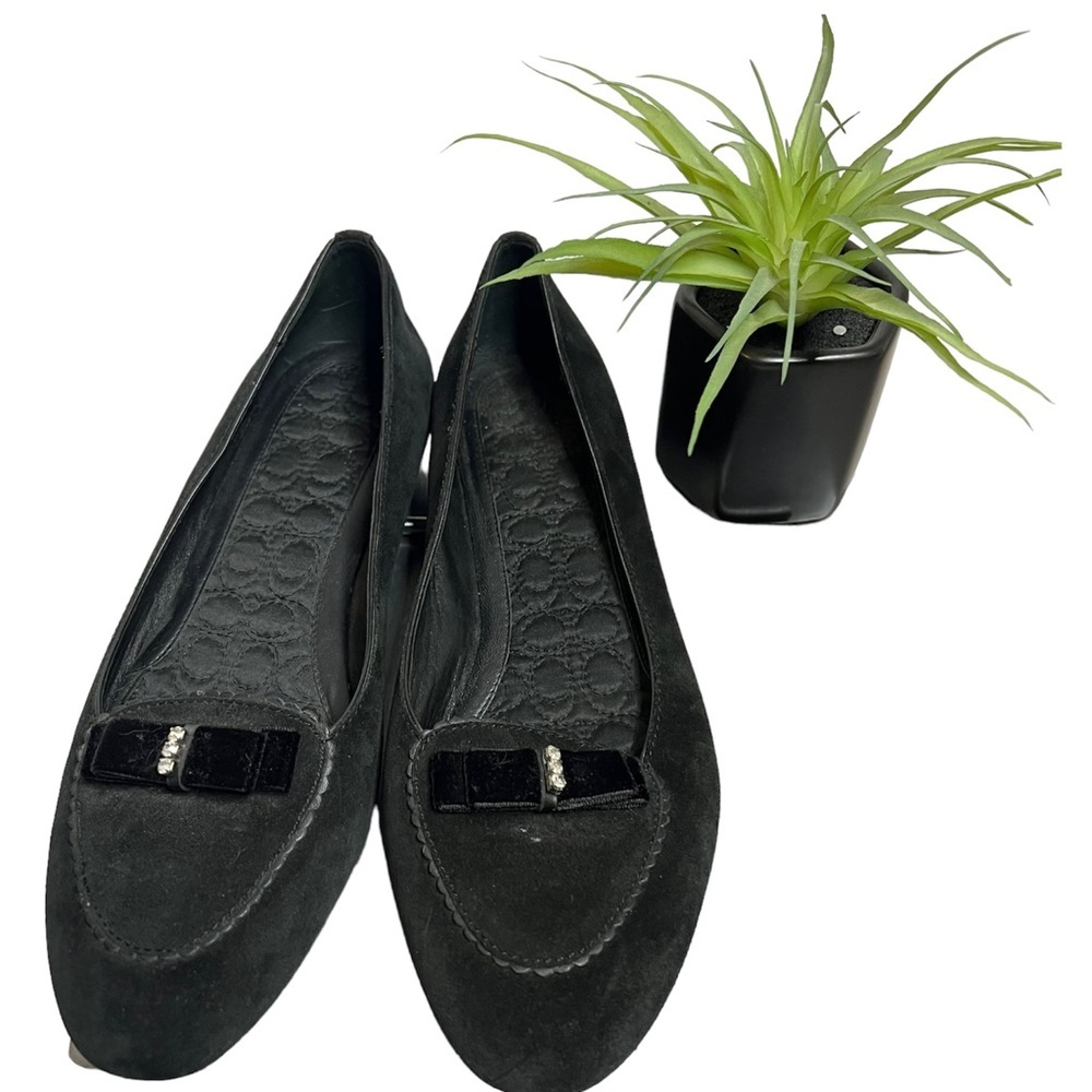 COACH Lidia black suede flats‎